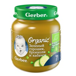Пюре Gerber Органик горох брокколи кабачок 125 г