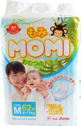 Подгузники 62 шт. Momi 6-11 кг р. M