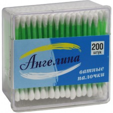 Ватные палочки Ангелина в пласт. кор. 200 шт.
