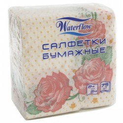 Салфетки бумажные Waterflow роза 75 шт.