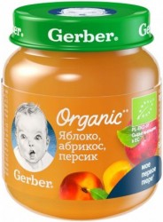 Пюре Gerber Органик яблоко абрикос персик 125 г