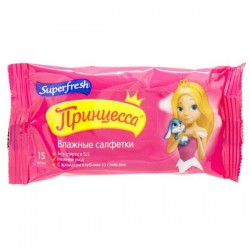Салфетки влажные Superfresh принцесса 15 шт.