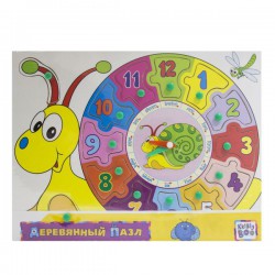 Игрушка Kribly Boo деревянный пазл Улитка с часами