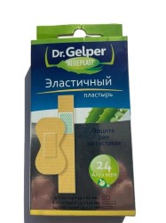 Пластырь Dr. Gelper алоэпласт эластичный (защита ран на суставах) набор 3 размера - 4 шт 39х66мм + 6 шт 19х120мм + 14 шт 19х72мм 24 шт.